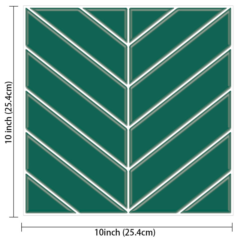 Carreau de mosaïque en vinyle auto-adhésif en forme de V de l 10 po x L 10 po, Vert