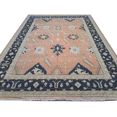 Tapis 9 pi x 12 pi de style Oushak noué à la main. Tapis entièrement en laine. Options personnalisées disponibles.