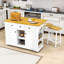 Ensemble d'îlot de cuisine 3 pièces avec tablettes de rangement, station de charge intégrée et tabourets de bar Chiyeko-1843278116