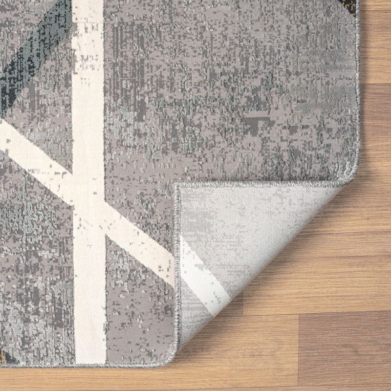 Tapis tissé à la machine Mcnett Granite Lines, Rectangle 9 pi 9 po x 13 pi 9 po