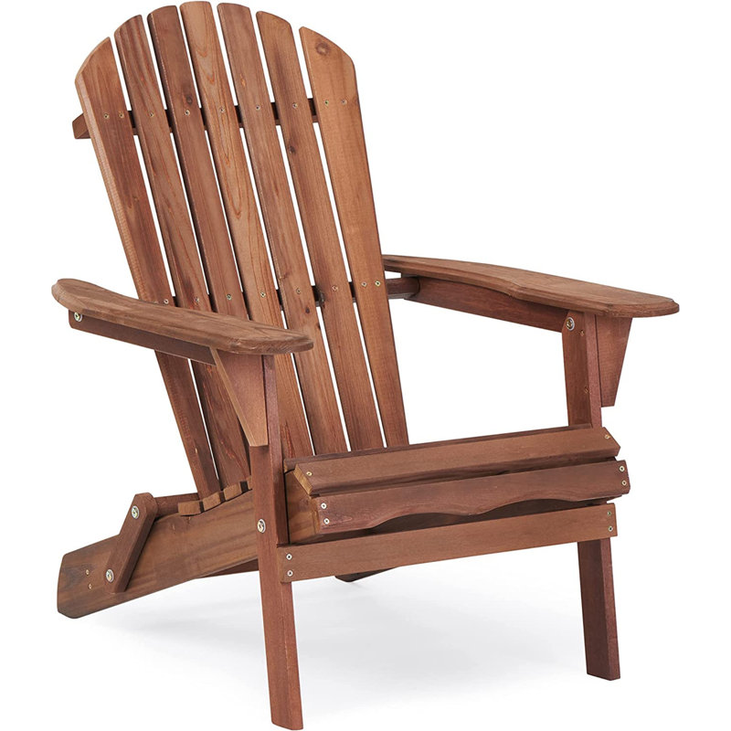 Abdul-Hakeem Foldable Outdoor Adirondack Chair, Mid Brown