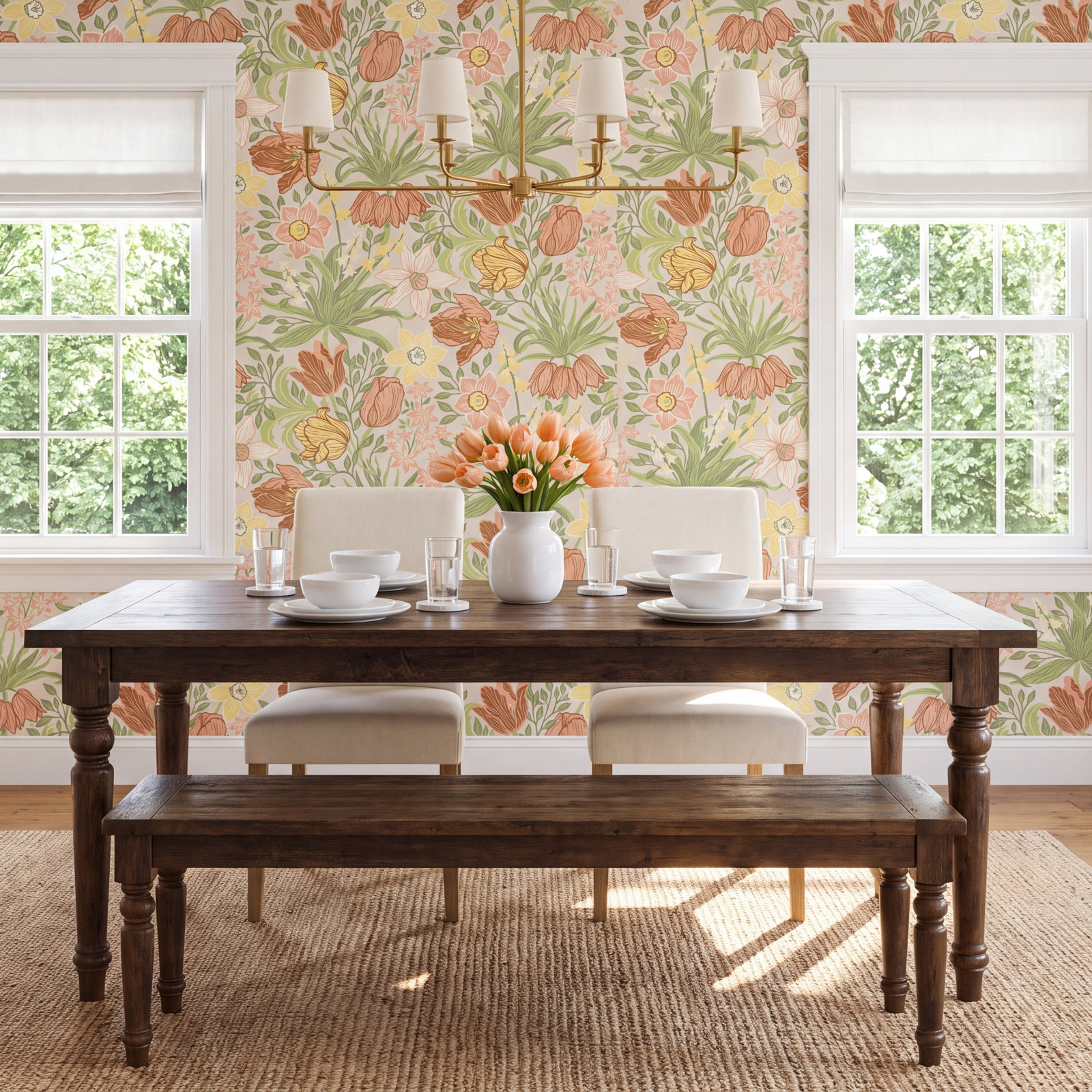 Non-Pasted,Unpasted Floral Wallpaper, Light Gray