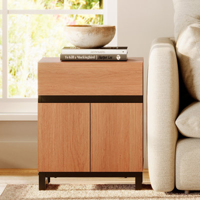 Aadam Modern End Table With 1 Drawer & 1 Storage Cabinet