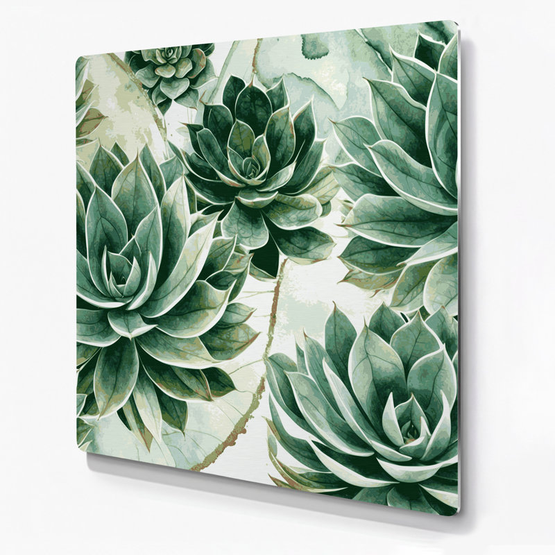 Art mural en métal botanique beige Haworthia, H 8 po x l 8 po