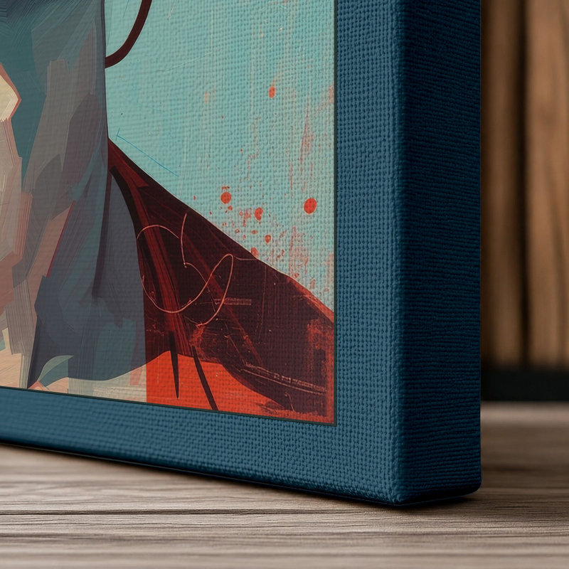 Woman in Red Modern - Wrapped Canvas, 36x24 - 91.4 x 61.0 cm, Teal Border