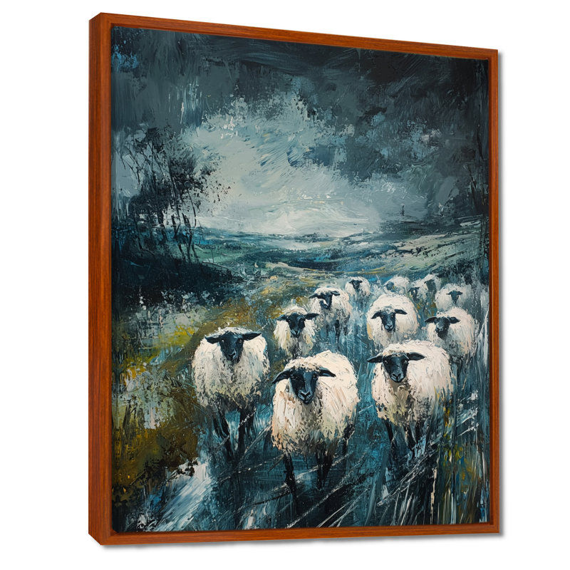 Décoration murale Dolansky Stormy Pasture Of Sheep IV - Sheep, Brun, Impression encadrée flottante, H 20 po x l 12 po