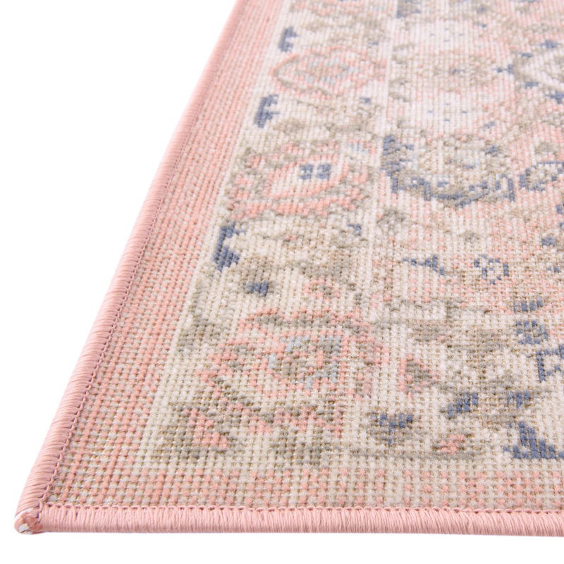 Tapis oriental rose poudre Exann, Rectangle de 10 pi x 14 pi