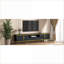 Mobilier de divertissement: or moderne Meuble télé noir avec rangement pour téléviseur de 85 po ou moins | Or + noir | Panneau de particules + panneau de fibres à densité moyenne-2019456422