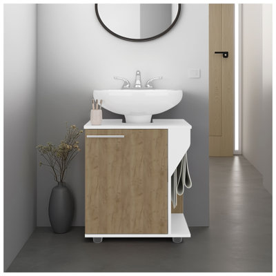 Phillips Under Sink Cabinet, Double Door Storage with Open Back for Pipes, Wide Unit, Freestanding Cabinet