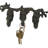 Rustic Country Cast Iron Squirrel On Tree Branch 4-Peg Wall Coat Hooks 13"L