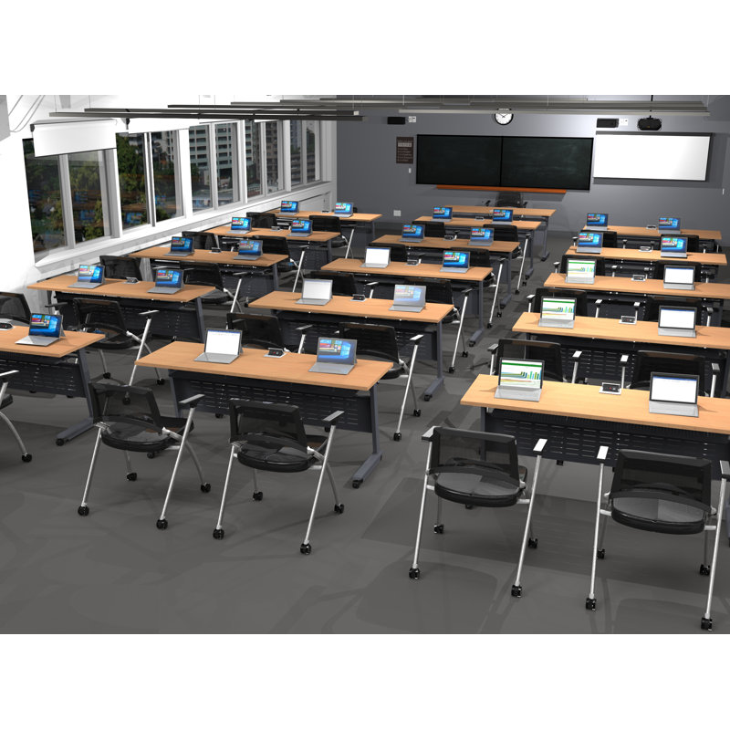 Bengie 31 Person Training Meeting Seminar Tables with Modesty Panels, 31 Chairs Complete 47 pc Set