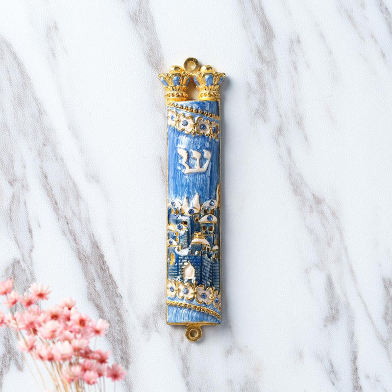 Mezuzah bleu jérusalem city, Bleu