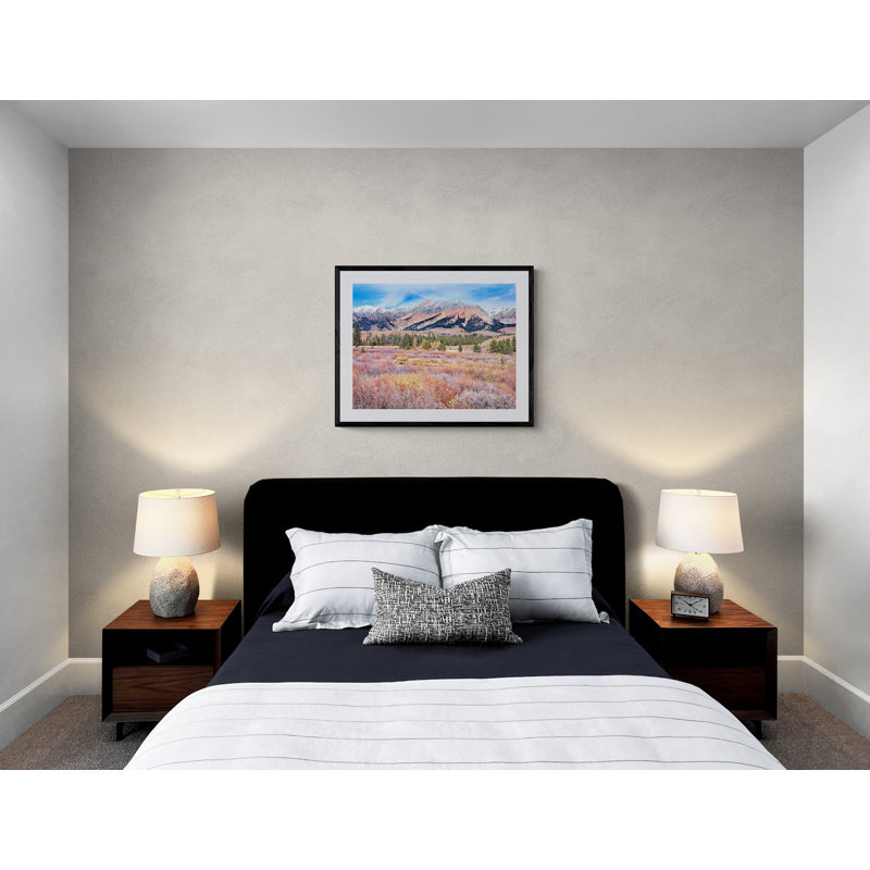 Autumn Wetland And Boulder Mt. Print by Bruce Heinemann, Black Framed Canvas, No Mat, 30" H x 40" W