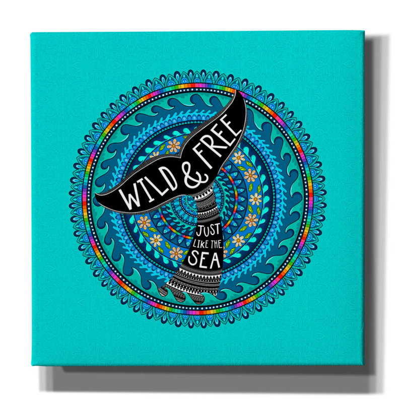 «Wild and Free Whale Mandala» par Hello Angel, art mural sur toile, H 37 po x l 37 po x P 1,5 po