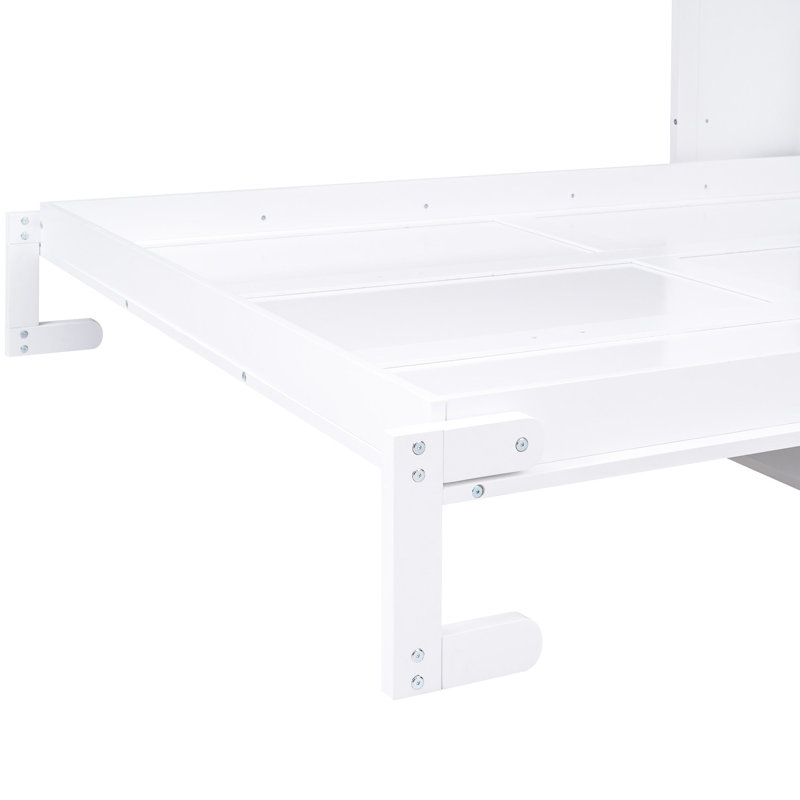 Grand lit avec tablette de bureau, blanc - idéal pour le travail et le repos, Grand lit