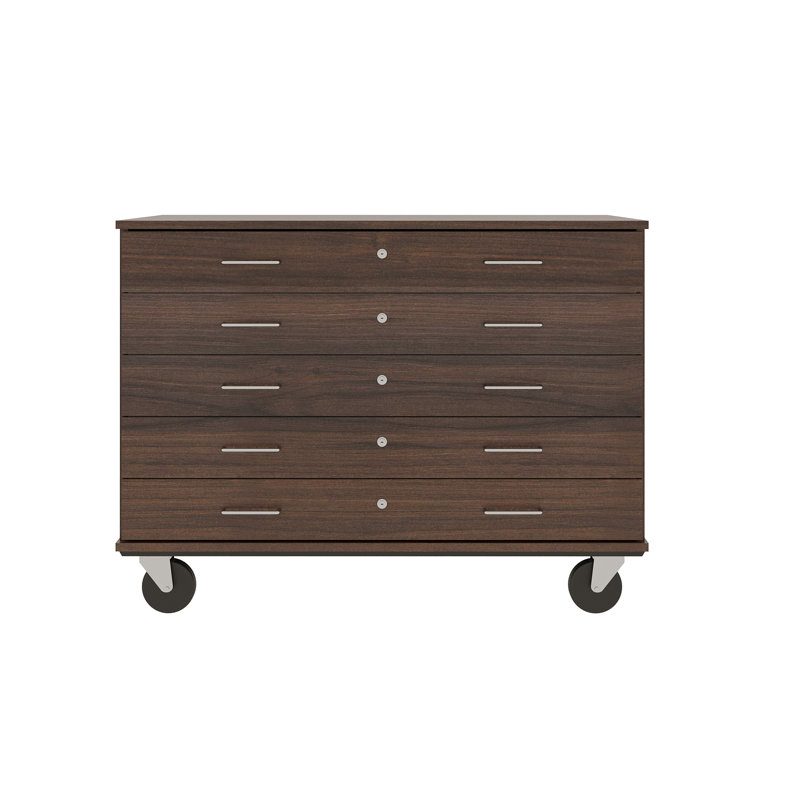 Armoire mobile à 5 compartiments avec roulettes, H 36 po x l 48 po x P 24 po, Noyer sépia