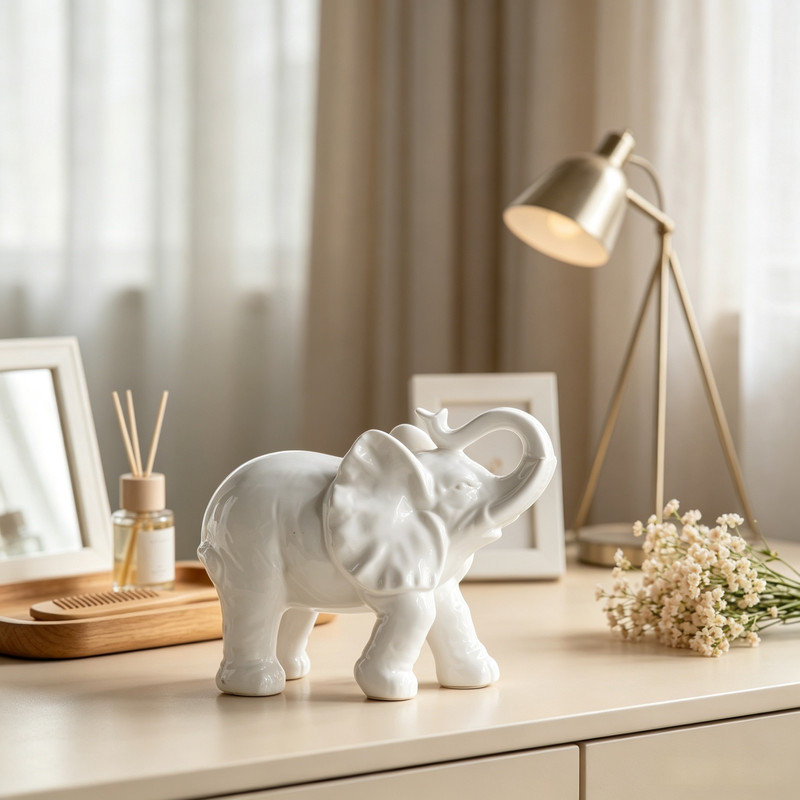 9.1x4.2x7.5" Trumpeting Elephant Accent