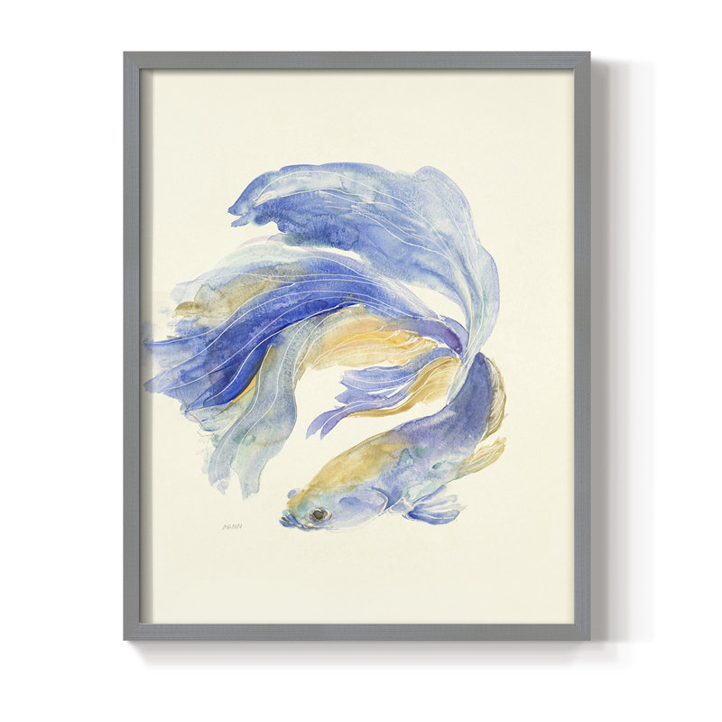 Betta II Framed Print - Solid Wood, 15" H x 12" W, Gray