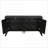 Credenza 4-Door with Wooden Arc Legs &amp; Bronze Clasps – Black MDF | Industrial | Living Room-544499235