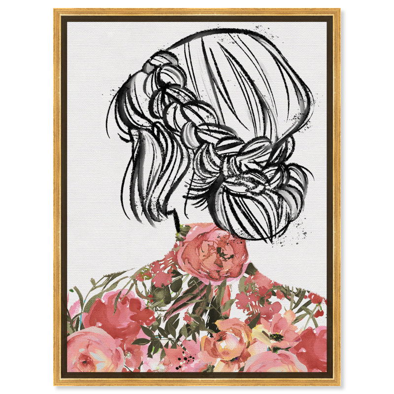Portraits de printemps - peinture sur toile, Toile encadrée d'or, H 54 po x l 36 po