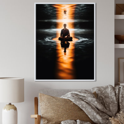 «Buddhist Monk Meditating In Lake», reproduction sur toile