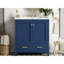 Meuble de salle de bain bleu de 30 po. Meuble-lavabo avec lavabo simple et armoire. Matériau en bois massif. Portes, structure de décoration moderne, extérieur. Lavabo rectangulaire en céramique. 2 1 tiroir. Pour silencieux-73295871