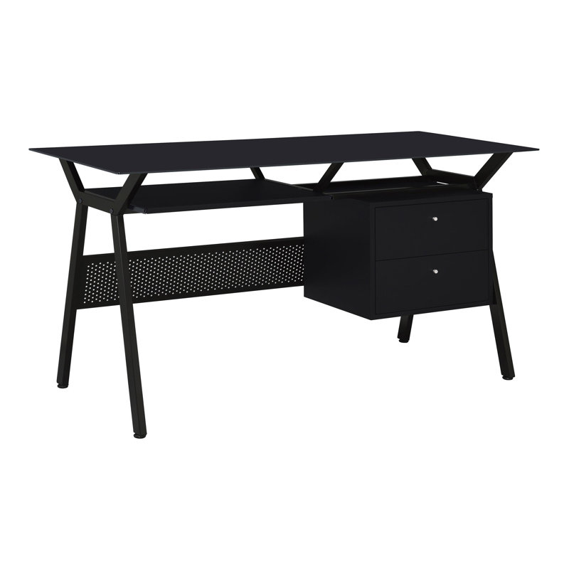 55-inch 2-drawer Computer Desk Keyboard Tray Black