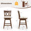  Ensemble de 3 tabourets de bar 26 po en bois avec 3 chaises et dossier rembourré brun et beige