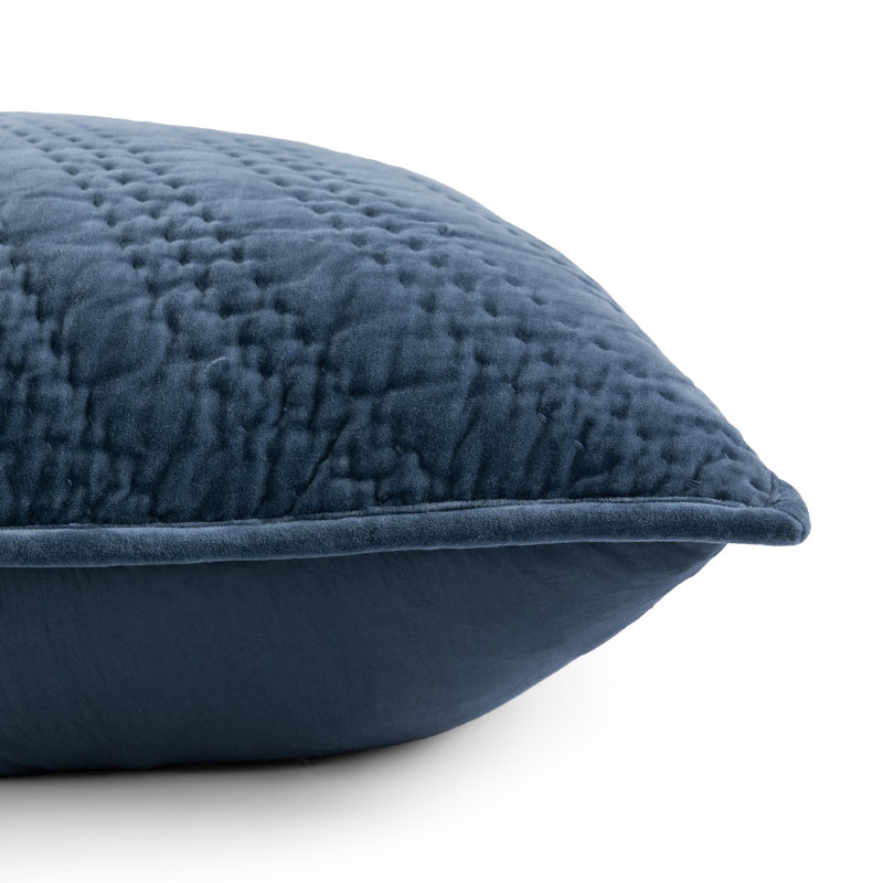 Elms Velvet Crisp Blue King Sham, Blue, King