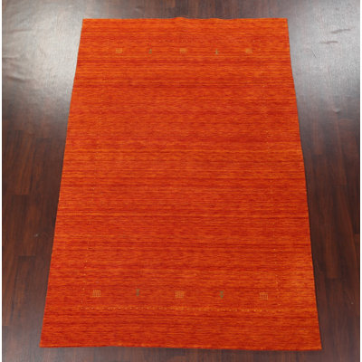 Tapis orange Gabbeh noué à la main 6 x 10