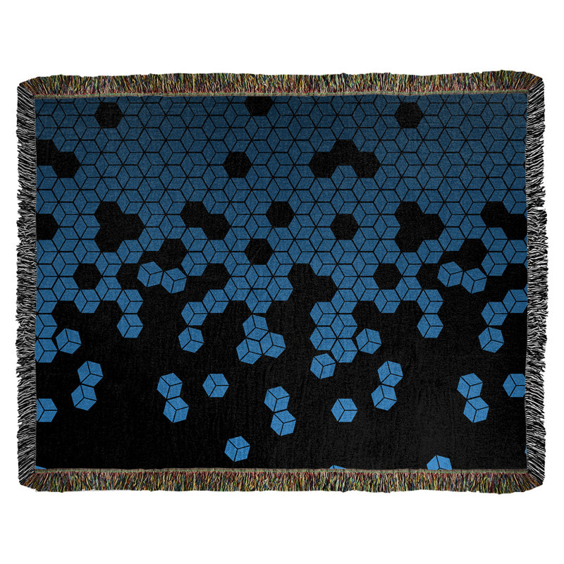 Couverture en coton tissé Katelyn Elizabeth, l 60 po x L 80 po, bleu