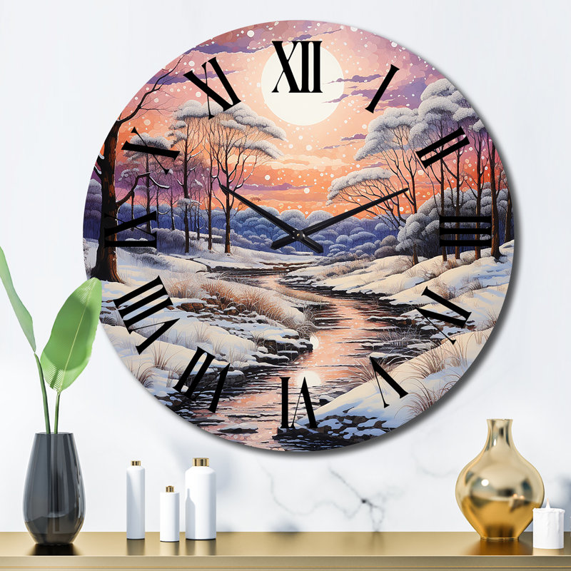 Horloge murale Winter River At Night II, Grand