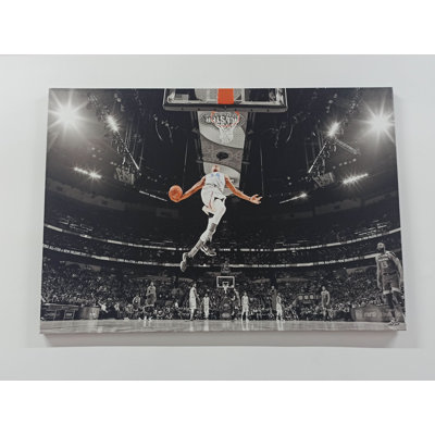 Giannis Antetokounmpo Slam Dunk Basketball Wall Decor in Cotton Canvas Featuring Motivational Inspirational Sports Theme for Home Interior Enhancement