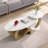 Modern Nesting Coffee Table Set Of 2 End Table For Living Room, Oval And Round Table Set