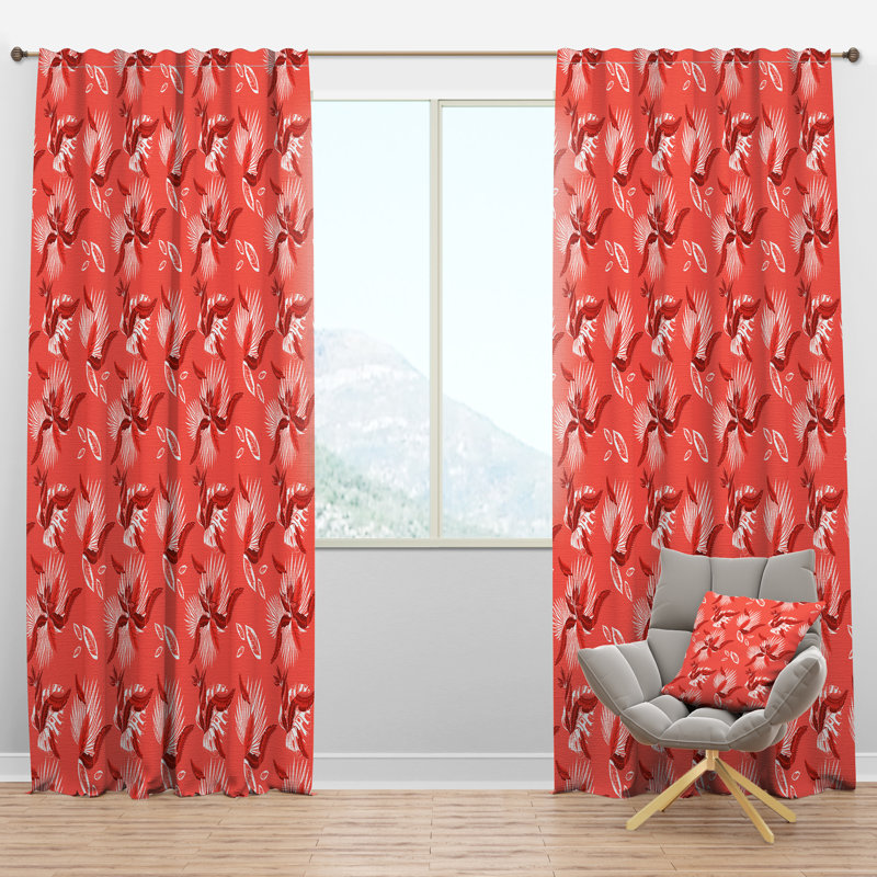 Panneau de rideau simple semi-diaphane avec passe-tringle Bird of Paradise, l 52 po x L 108 po