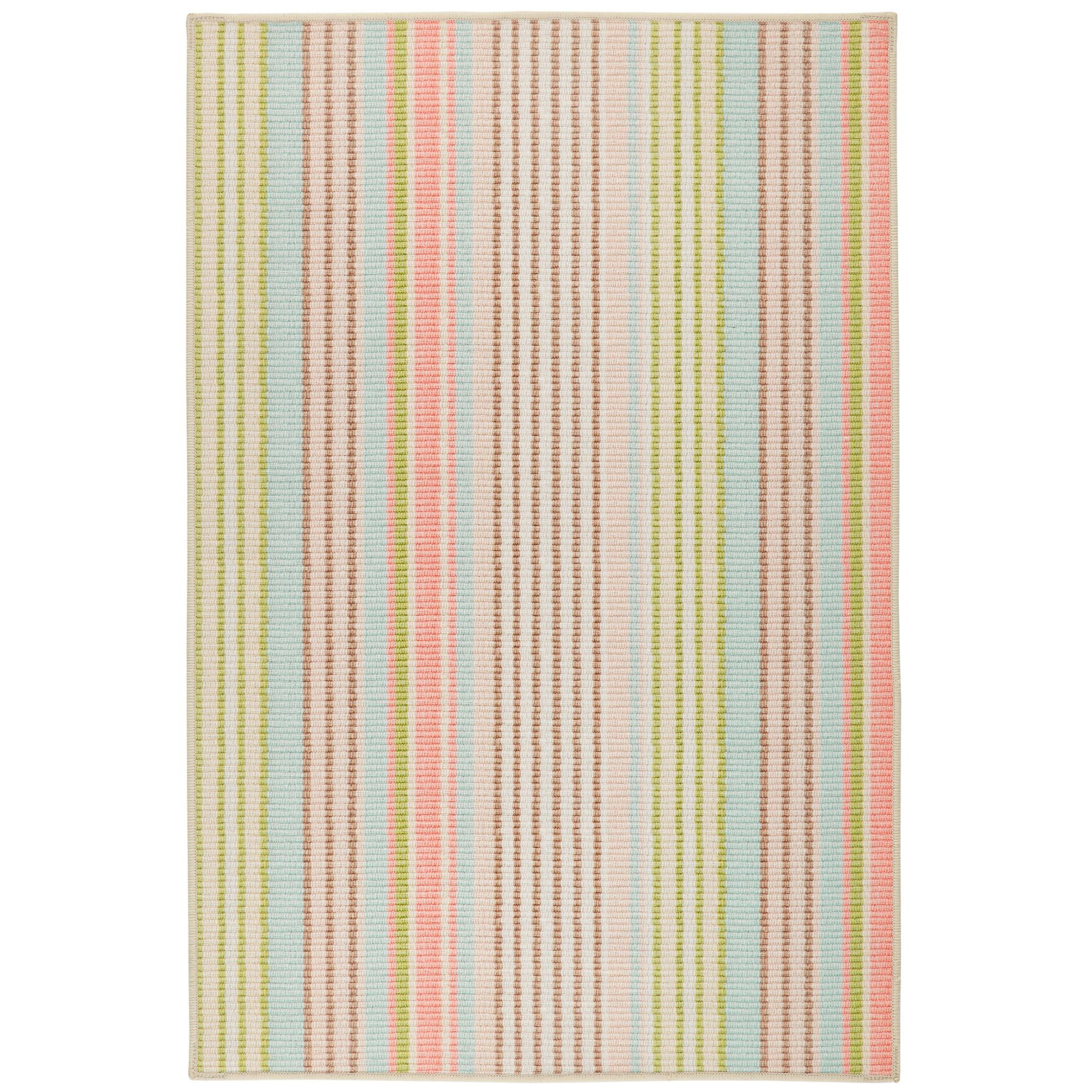 Ana Ticking Aqua Machine Washable Rug, Runner 2'6" x 8'