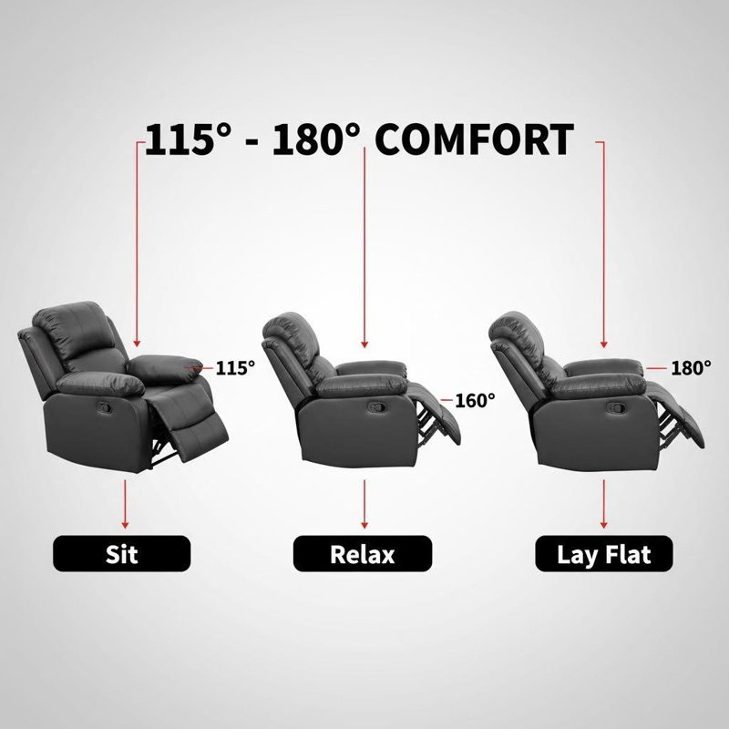 Black Semi PU PVC 3-Piece Living Room Sofa Set, 115-180° Adjustable Backrest, 66" Extended Length, Ergonomic Couch With Storage, Flip Table & Cup Holders, Sturdy Wood Frame, Durable Fabric For Home Office