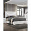 3Pc Bedroom Set White High Gloss Finish Bed 2X Nightstands LED Headboard Furniture