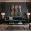 Art mural sur toile hawaïen à motifs géométriques tiki noir-1073670332