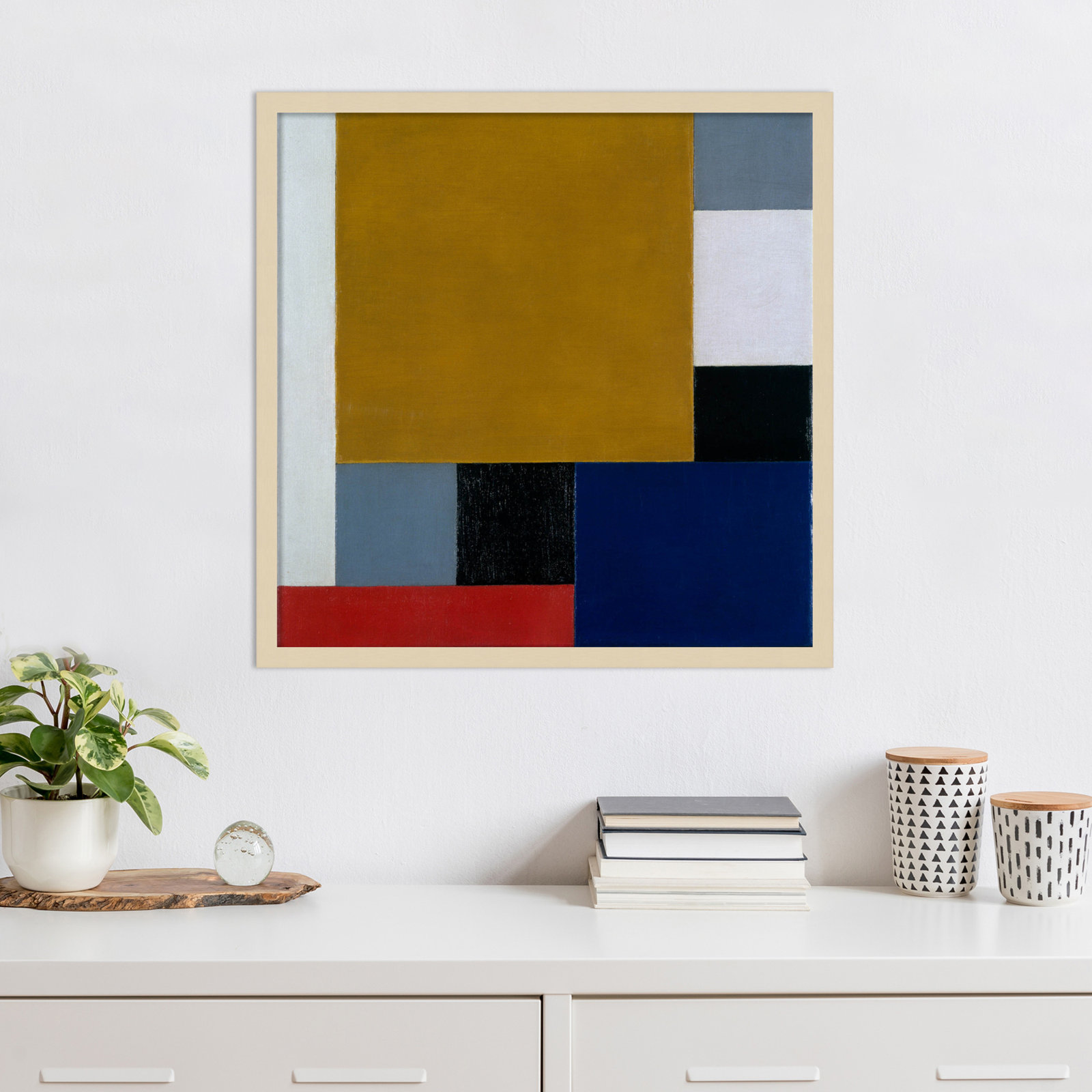 Dannette "Composition 22" Print, 25" H x 25" W, Brown Paper Framed