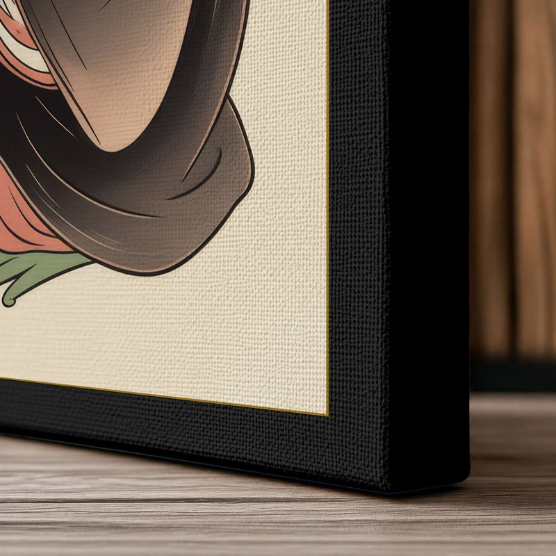 Toad and Maiden Japandi - Wrapped Canvas, 36x24 - 91.4 x 61.0 cm, Black Border