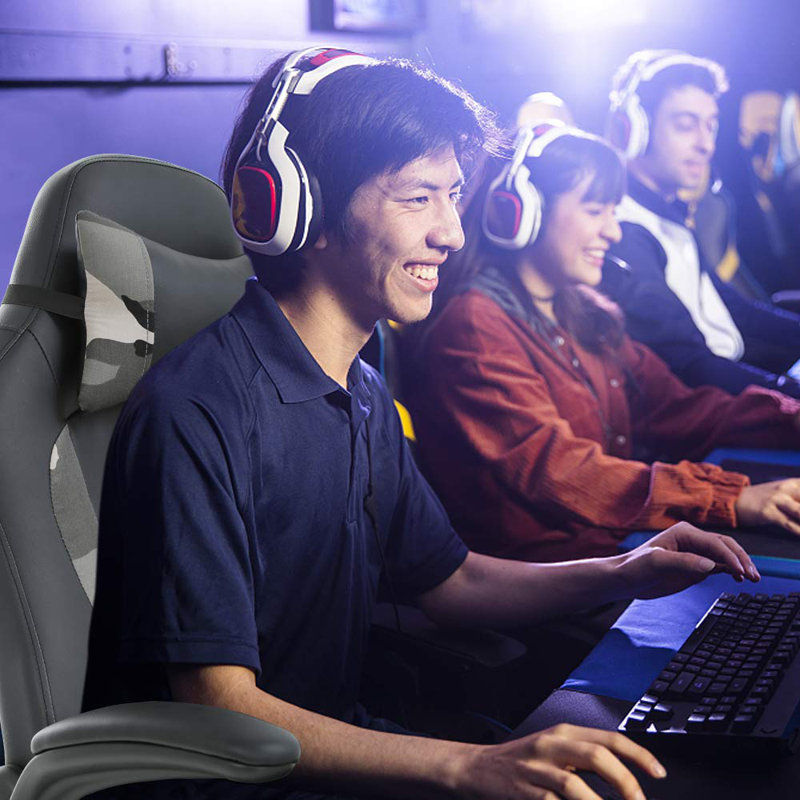 Dkelincs Gaming Chair Computer Chair With Lumbar Support And Flip-Up Arms,Headrest For Teen, Camo, Camo