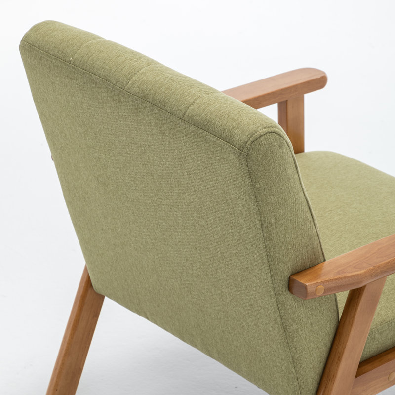 Fauteuil rembourré en bois massif de style nordique, Vert