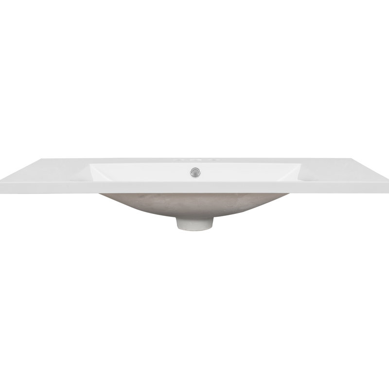 Comptoir de meuble-lavabo 36 po, céramique, lavabo blanc, capacité maximale de 1,66 gallon d'eau en céramique blanche, option 3 robinets, profondeur 18 po, hauteur 6,6 po, conception moderne, convient à une armoire