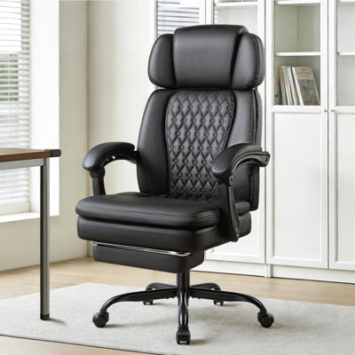 Fauteuil de direction avec repose-pieds, fauteuil de bureau ergonomique robuste et grand, chaises d'ordinateur confortables en cuir pour haut dossier, 400 lb