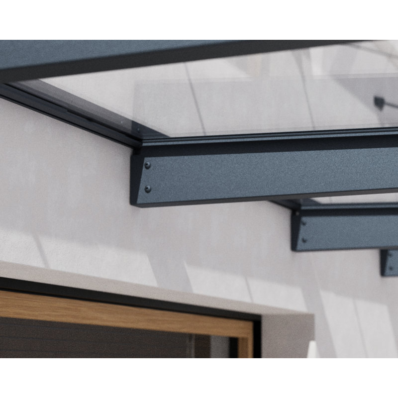 Palram - Canopia Sophia XL 19' W x 4' 7" D Acrylic Galvanized Steel Stationary Door and Window Awning Gray/Clear, Gray/Clear
