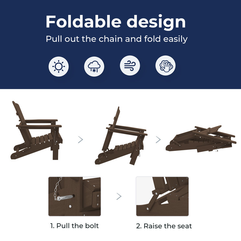 Chaise Adirondack pliante Delman, Café