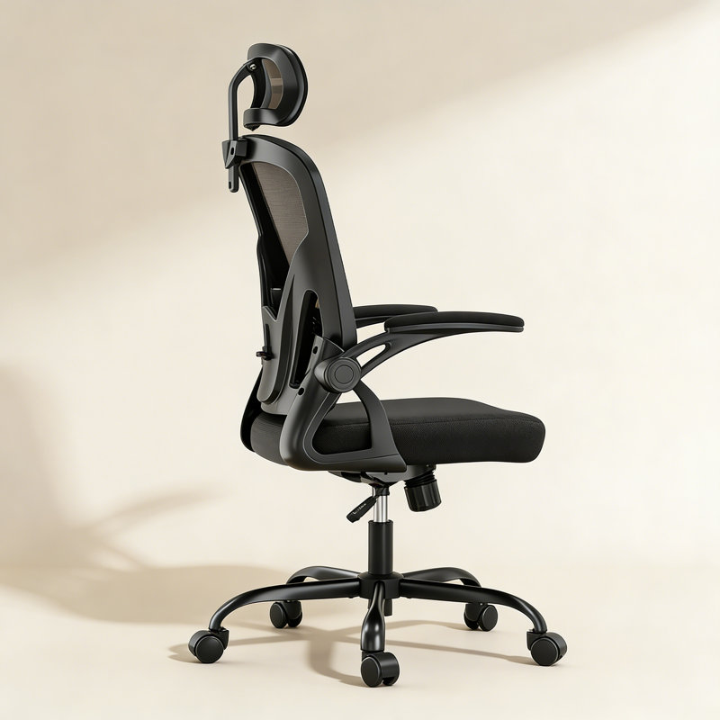 Chaise de bureau à domicile avec appui-tête, chaise de bureau ergonomique, chaise d'ordinateur à haut dossier avec accoudoirs et support lombaire réglable