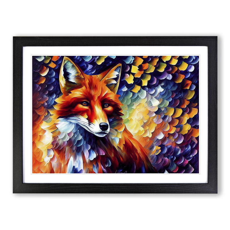 Fox Vol.3 Abstract - Single Picture Frame Painting, Black Framed, 25cm H x 34cm W x 2cm D