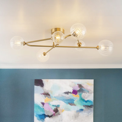 Plafonnier linéaire semi-encastré 6 lumières Modern Branch